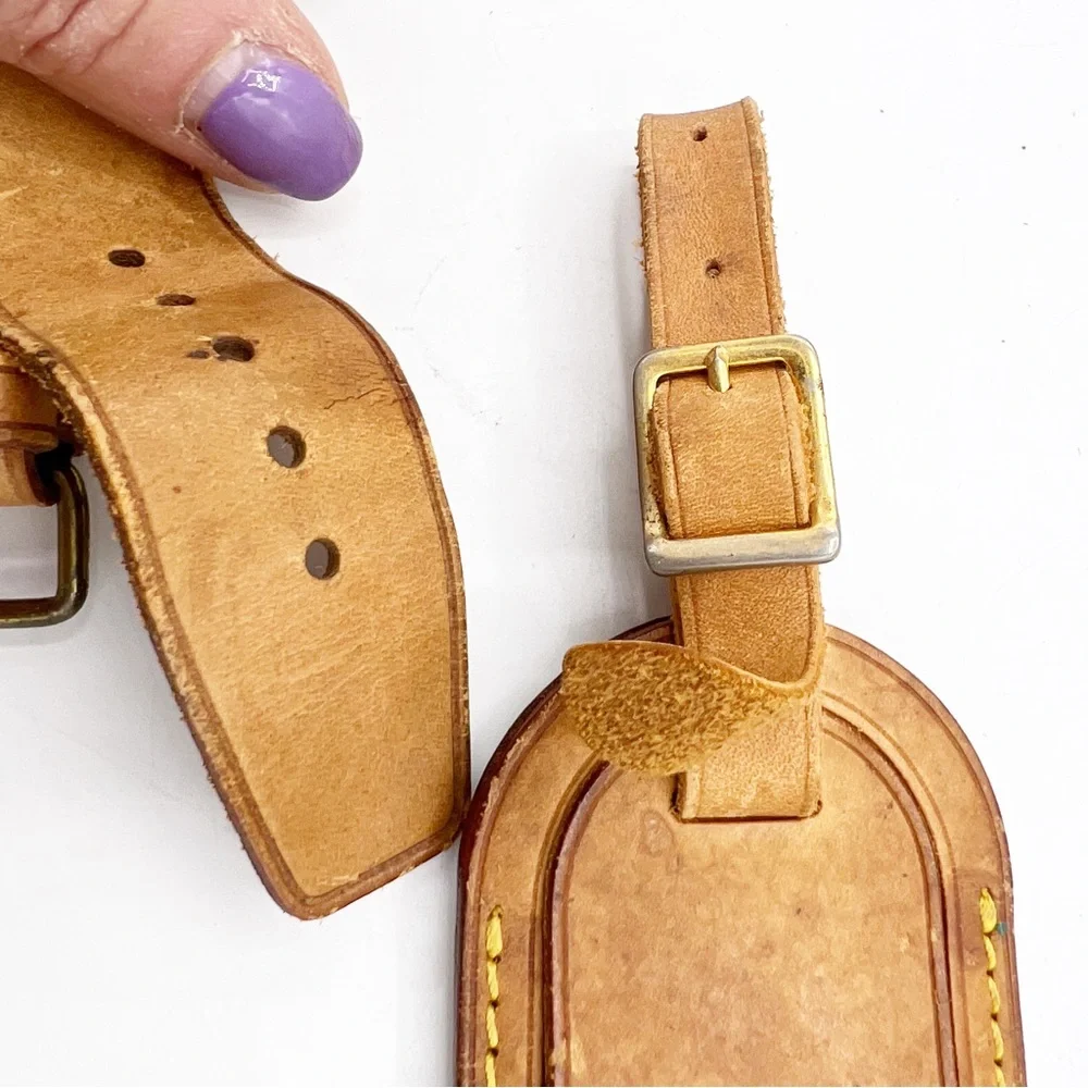 Louis Vuitton Poignet and Luggage Tag Set in Vachetta Leather Authentic